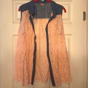 💥1XL pink floral vest like button top